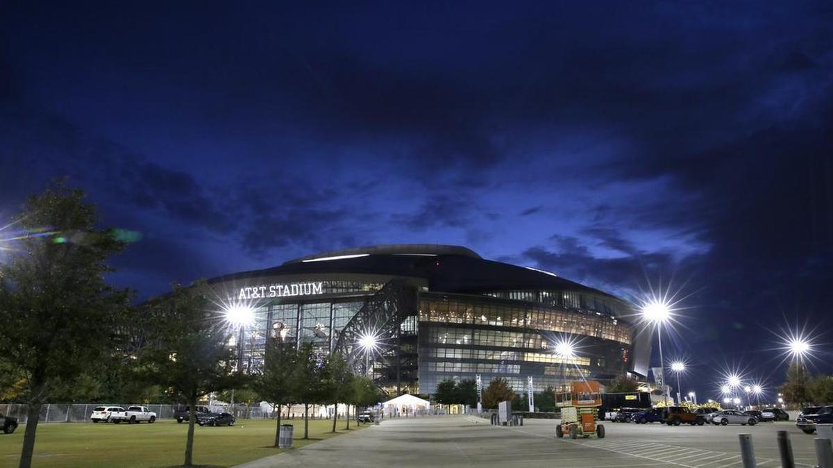 An exterior view of AT&T Stadium, home of the Dallas Cowboys, which will again host the UIL state championship football games this week. (AP Photo/Tony Gutierrez)