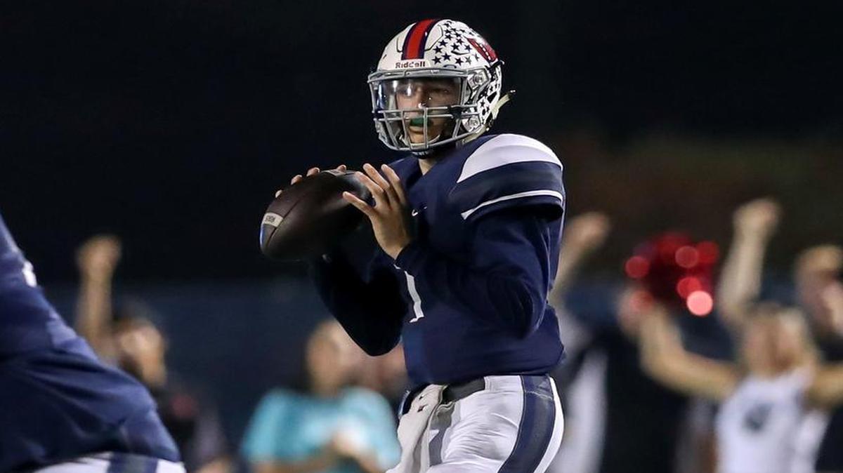 Richland QB Trae Self looks to pass against Colleyville Heritage during the 2nd quarter, Friday night, November 4, 2016.