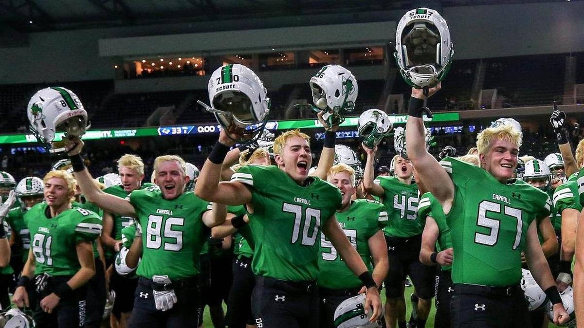 The Southlake Carroll Dragons beat the DeSoto Eagles, 33-15 in the 6A Division II area round high school football playoff game.