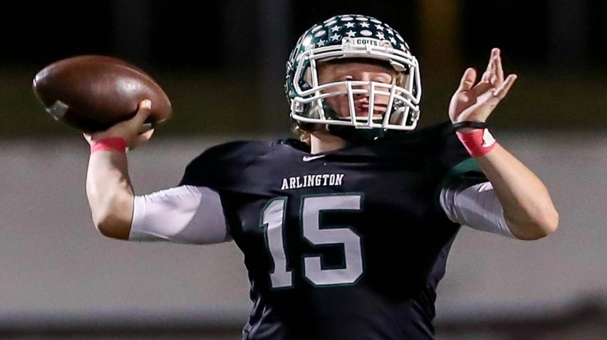 Arlington QB Caelan Day attempts a pass against Arlington Martin on October 28, 2016 played at Maverick Stadium in Arlington. Day was named 4-6A Offensive MVP.