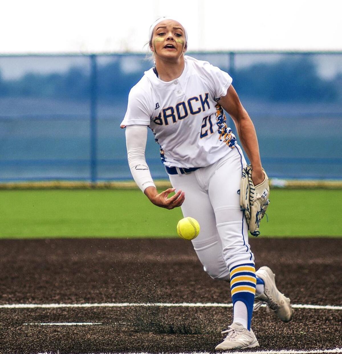 Brock sophomore Mattye Tyler (21) throws as the Eagles defeated Palmer in Game 2 of the best-of-three UIL Softball Regional 3A Quarterfinals Championship Series game, held at North Crowley High School in Fort Worth, Texas, on Saturday, May 14, 2016.