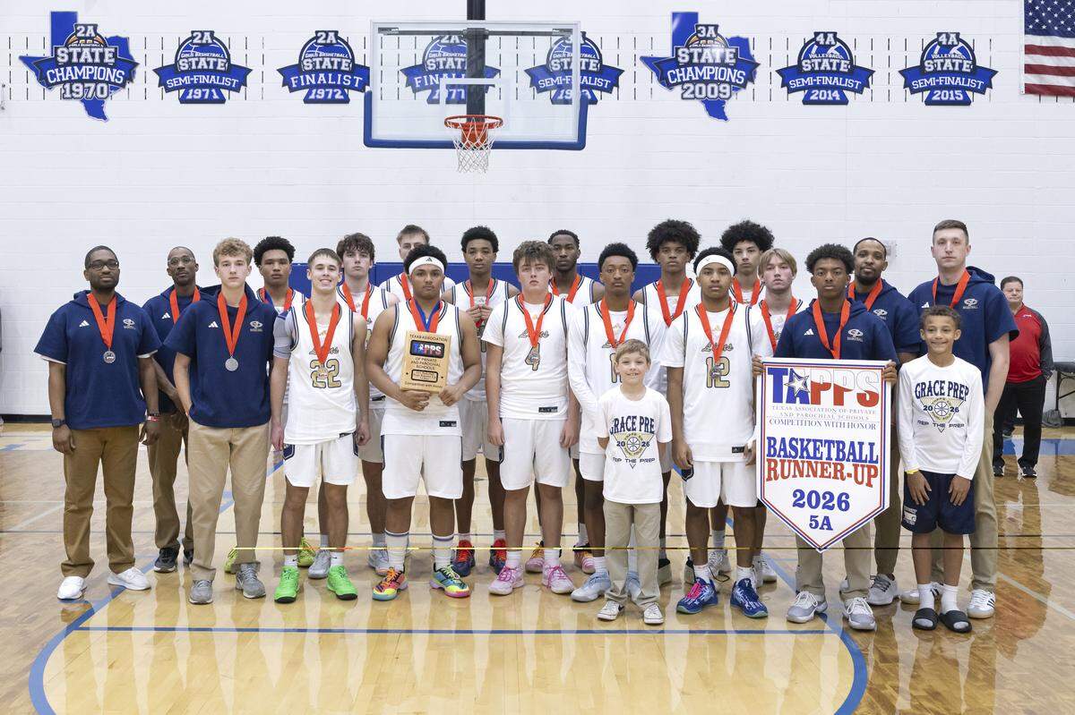 Arlington Grace Prep accepts runner-up honors after losing to Houston Second Baptist in the TAPPS Class 5A state championship game Saturday at Robinson High School.