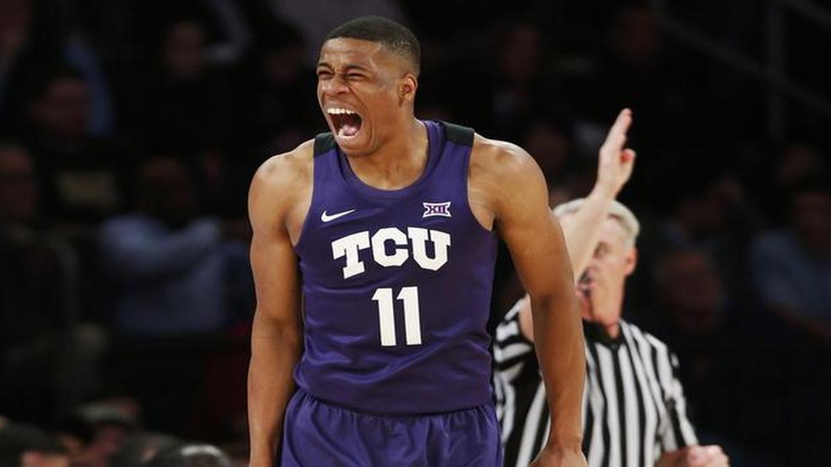 TCU senior Brandon Parrish, celebrating Tuesday’s victory over Central Florida, and the Horned Frogs shoot for the NIT championship Thursday against Georgia Tech. The game will be televised at 7 p.m. on ESPN.