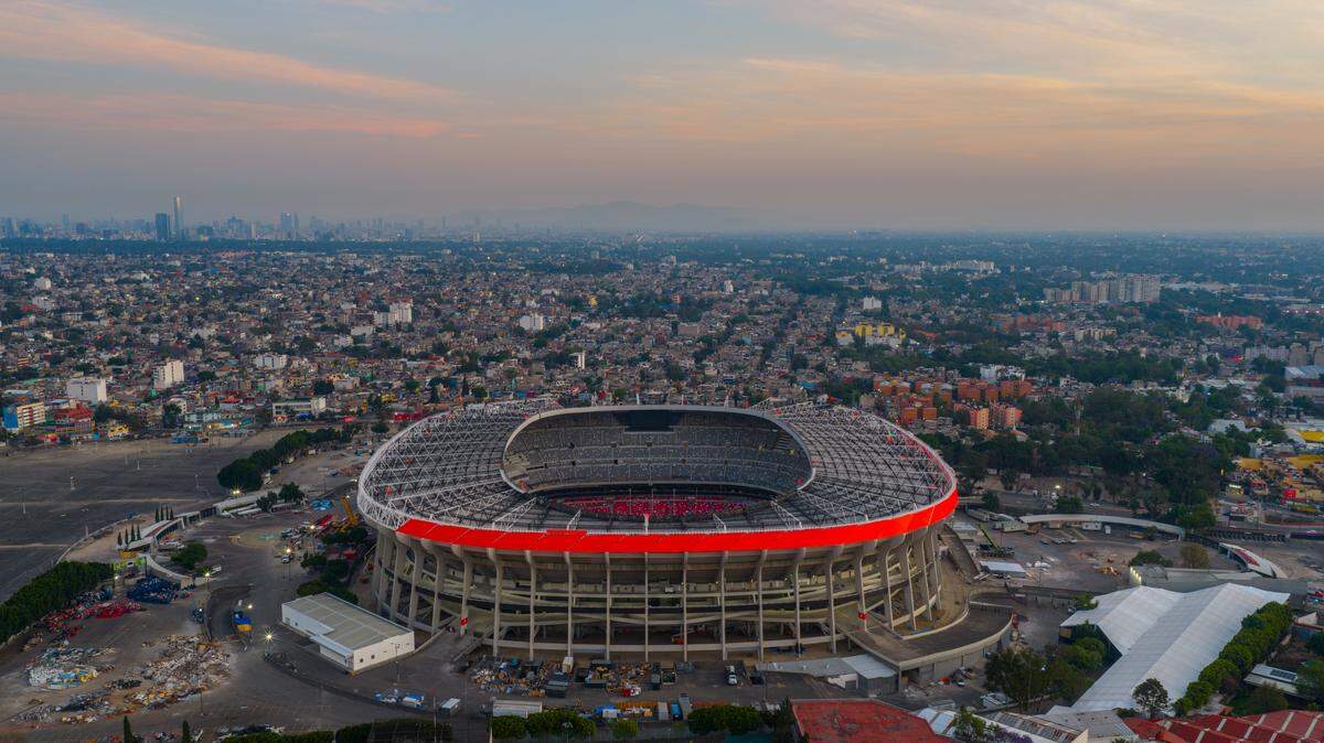 MEXICO CITY, MEXICO - MARCH 16: An aerial view of Mexico City Stadium on March 16, 2026 in Mexico City, Mexico. The Mexico City Stadium, officially named Estadio Banorte or better known by its former name, Estadio Azteca, was designed by architects Pedro Ramírez Vazquez and Rafael Mijares Alcerreca. Since May 2024, it has been undergoing renovations and it will reopen on March 28th with the friendly match between Mexico and Portugal. The stadium will host the opening match of the 2026 FIFA World Cup, marking its third World Cup appearance. 