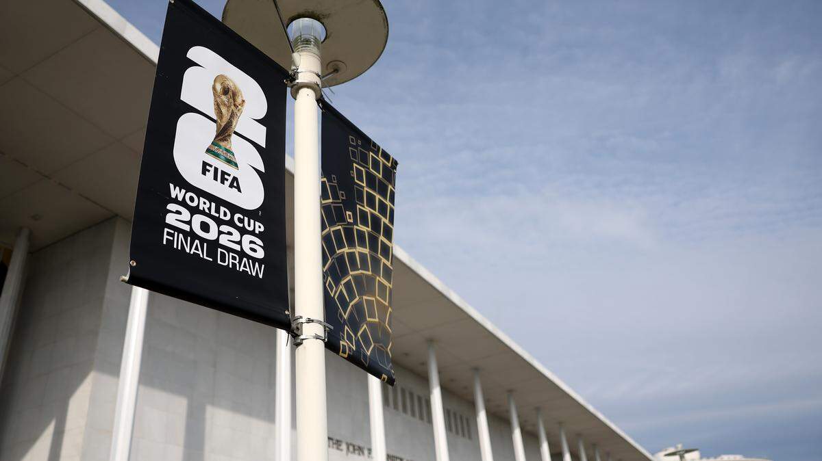 WASHINGTON, DC - DECEMBER 04: FIFA World Cup 2026 Final Draw signage is displayed outside the Kennedy Center on December 04, 2025 in Washington, DC. 
