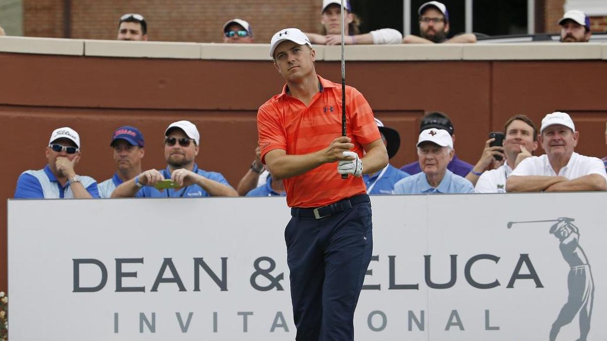 Jordan Spieth on the first tee during Colonial Pro-Am at the Dean & Deluca Invitational Wednesday in Fort Worth.