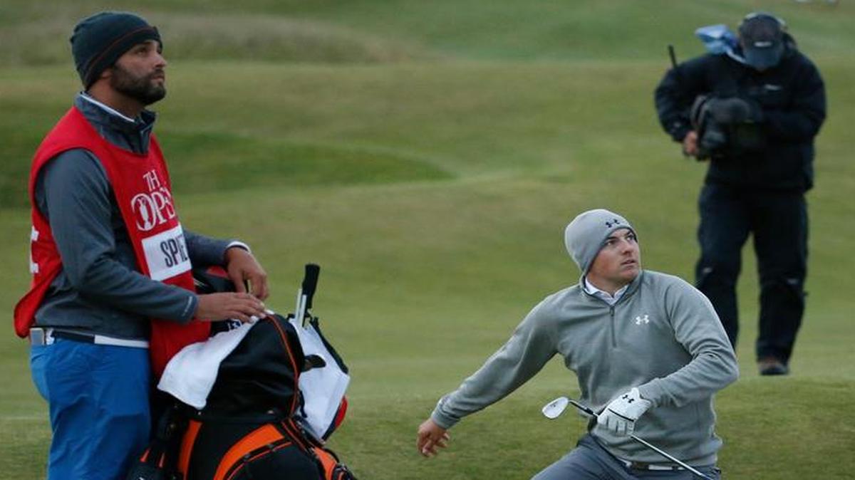 
United States’ Jordan Spieth follows his shot from a bunker on the 12th hole during the second round of the British Open Golf Championship at the Old Course, St. Andrews, Scotland, Friday, July 17, 2015. 

