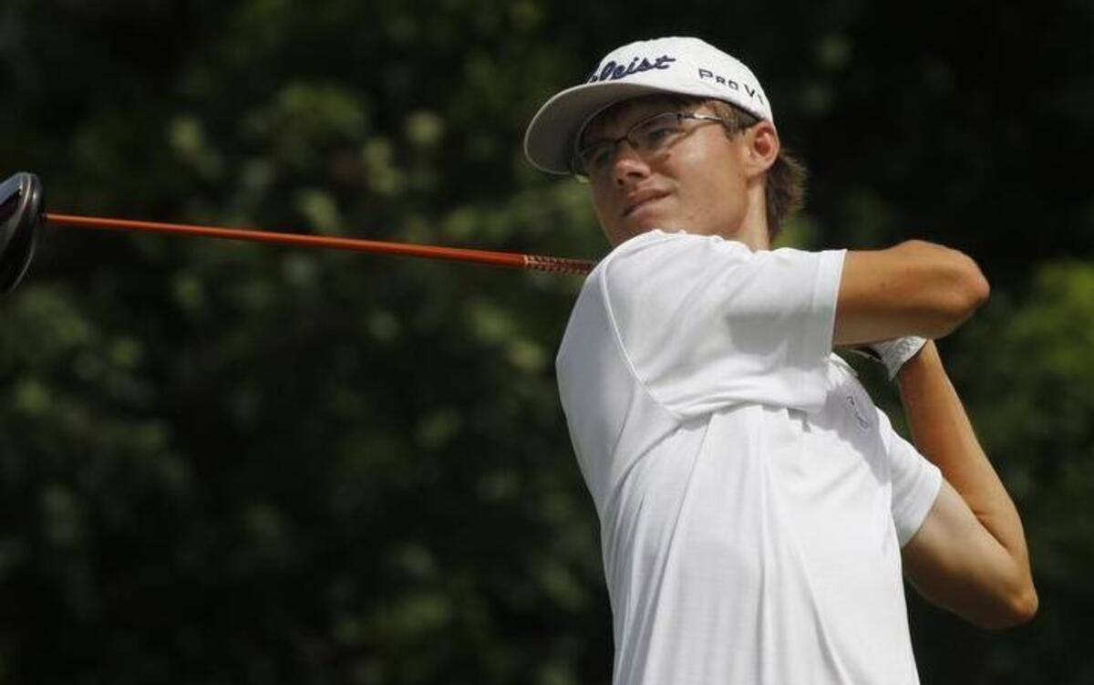 
Tournament leader Zachary Campbell tees off during the Fort Worth Boys Junior Championships at Colonial Country Club on Thursday. 
