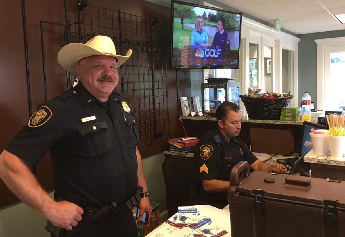 Fort Worth Police lieutenant Robin Krouse in the Dean & DeLuca Invitational security office