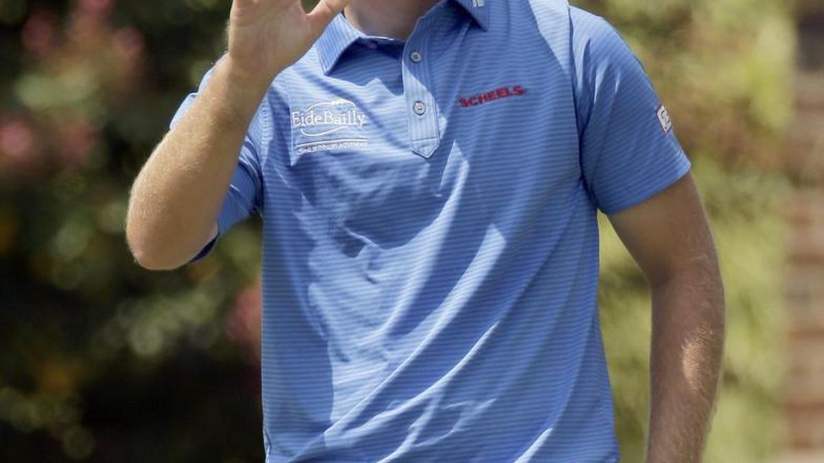 Tom Hoge, pictured last season, made three birdies on the front nine Saturday at the AT&T Byron Nelson Championship.