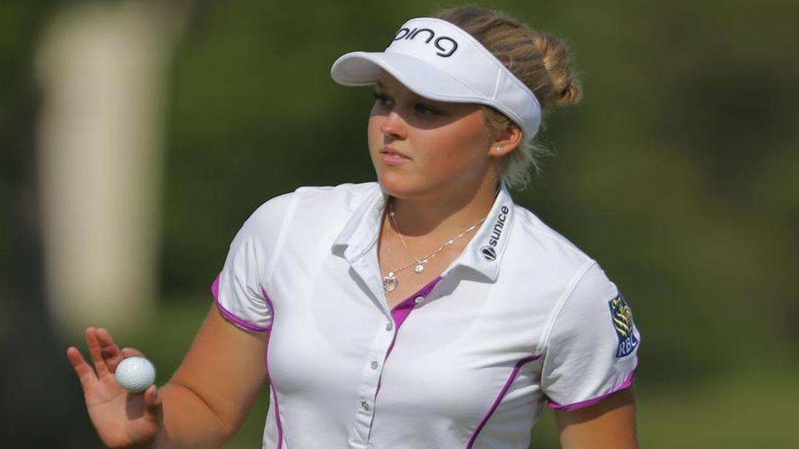 
Brooke Henderson, 17, fired a second-round 65 to take the 36-hole lead Friday at Las Colinas Country Club. She finished third at last week’s Swinging Skirts LPGA Classic.


