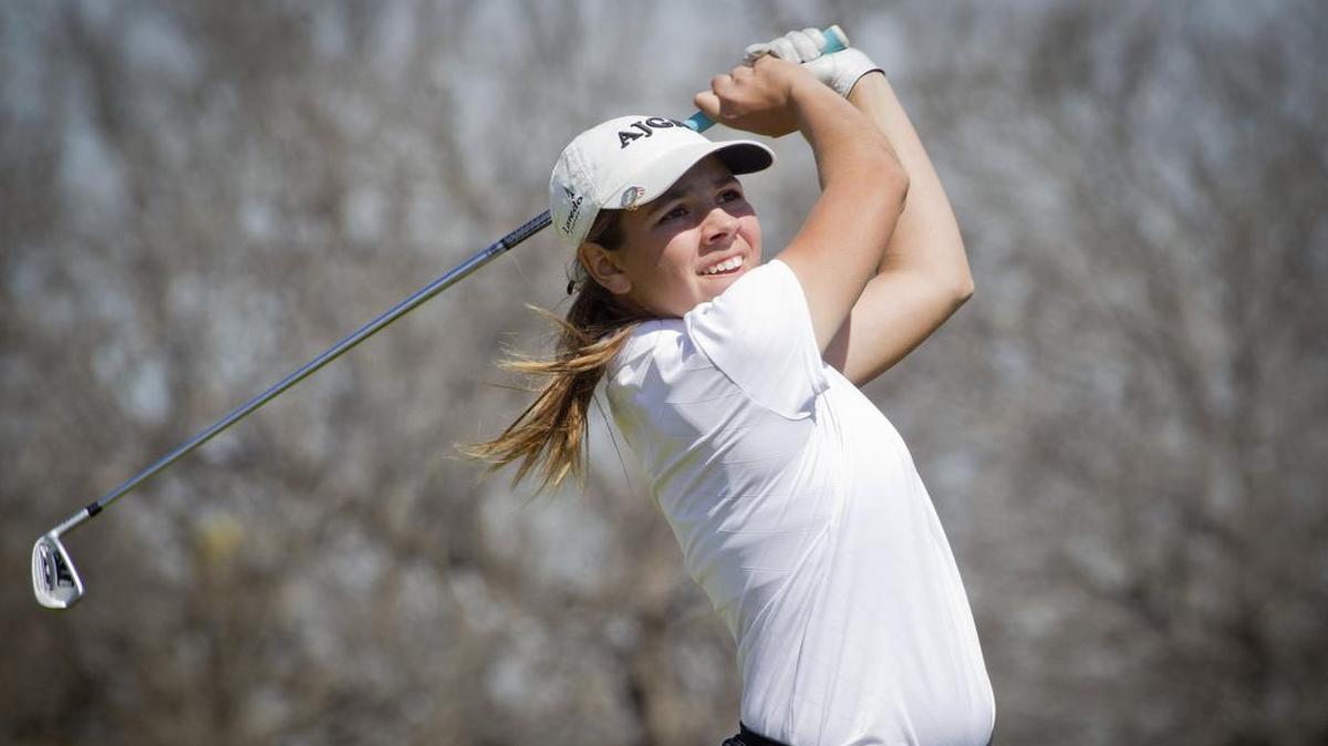 Kristen Gillman, competing at the Kathy Whitworth Invitational in 2013, is tied for the lead after shooting a first-round 70 Monday at Mira Vista Country Club.
