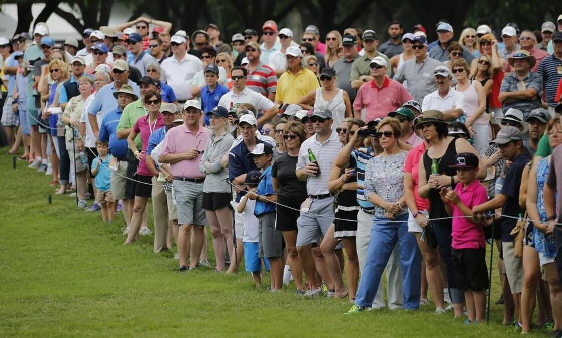 Energetic, but hot, crowds watch the group with Jordan Spieth, Webb Simpson and Martin Piller during round three of the Dean & DeLuca Invitational at Colonial Country Club Saturday.