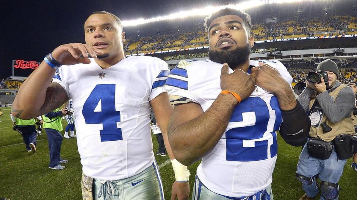 Dallas Cowboys quarterback Dak Prescott, left, and running back Ezekiel Elliott hope to be well fed on their first Cowboys’ Thanksgiving Day game Thursday. The Cowboys play the Washington Redskins at 3:30 p.m. at AT&T Stadium in Arlington. The telecast is on Fox (KDFW/Channel 4).