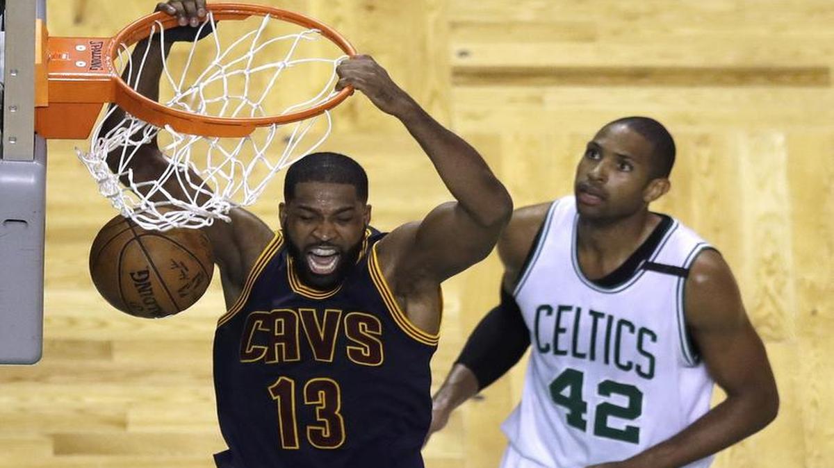 Tristan Thompson, left, and the Cleveland Cavaliers dunked Al Horford and the Boston Celtics 117-104 in Game 1 of the Eastern Conference Finals on Wednesday. The Celtics try to get even in Game 2 Friday in Boston, which will be televised at 8 p.m. on TNT.