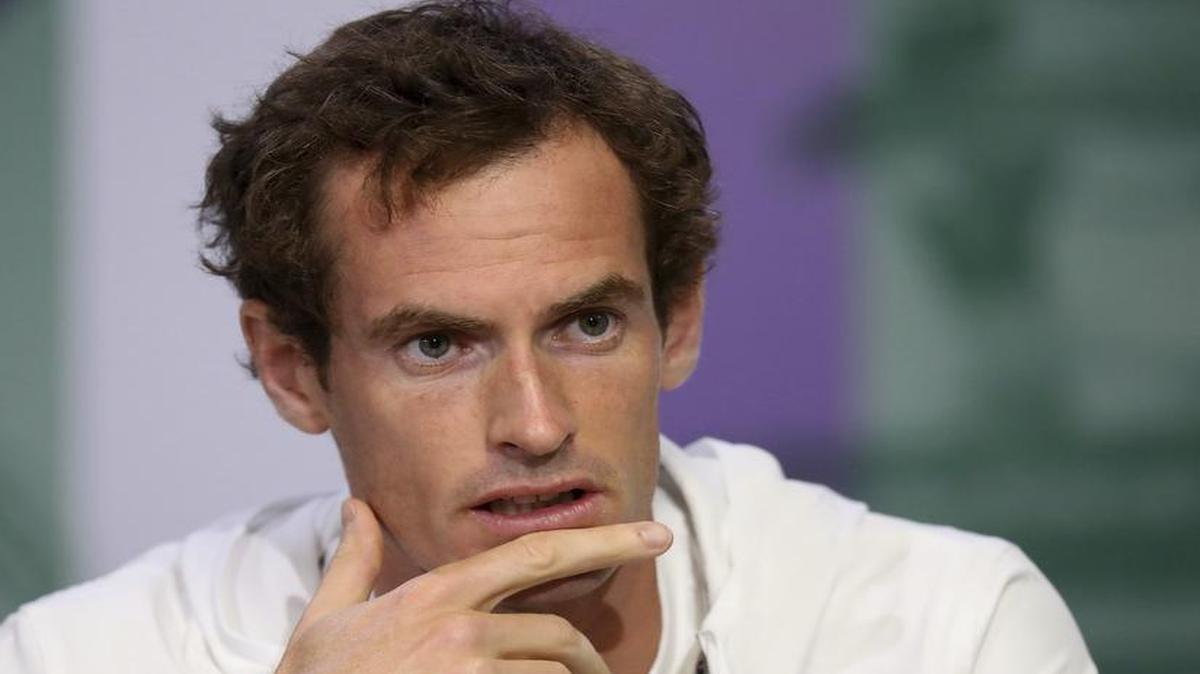 Britain’s Andy Murray speaks at a press conference Sunday, July 2, ahead of the Wimbledon Tennis Championships in London. Murray will begin the defense of his men’s singles championship with a match Monday against 20-year-old Alexander Bublik.