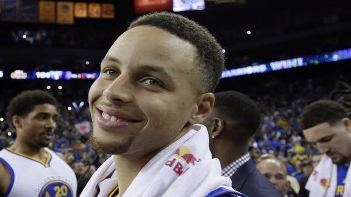 Golden State Warriors star Stephen Curry smiles at the end of a 125-104 win over the Memphis Grizzlies that gave the Warriors their record-breaking 73rd victory of the season. Golden State needs 16 more victories, and starts its title quest at 3:30 p.m. Saturday on ABC (WFAA/Channel 8) against the Houston Rockets. The NBA playoffs’ first round begins Saturday.