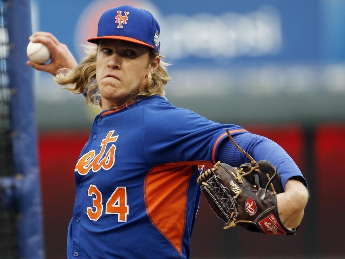 Former Mansfield Legacy ace and Mets rookie Noah Syndergaard has the name Thor monogrammed on his glove as he throws a bullpen session on Monday. Thor is a nickname he’s embraced.