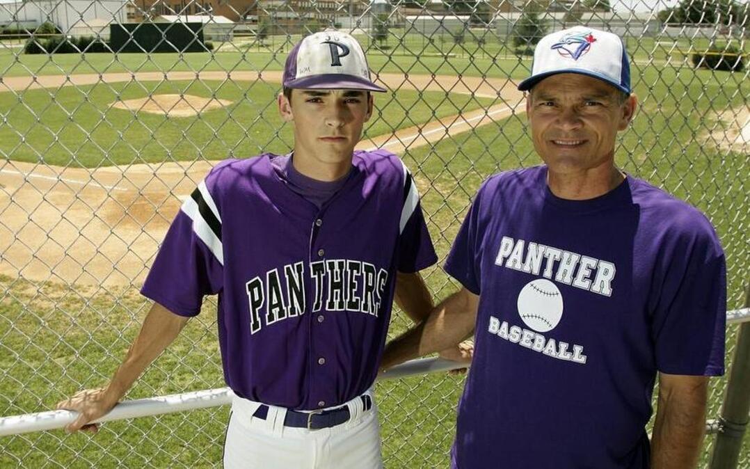 Hoby Milner, left, with father, Brian Milner, in 2009 at Fort Worth Paschal, has made it all the way to the big leagues with the Phillies.