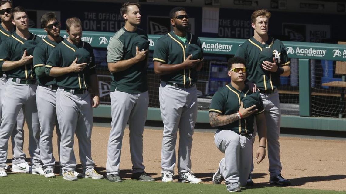 Athletics catcher Bruce Maxwell, who was the first and only MLB player to take a knee during the anthem in September, was arrested Saturday night in Scottsdale, Ariz., for pointing a gun at a food delivery driver.