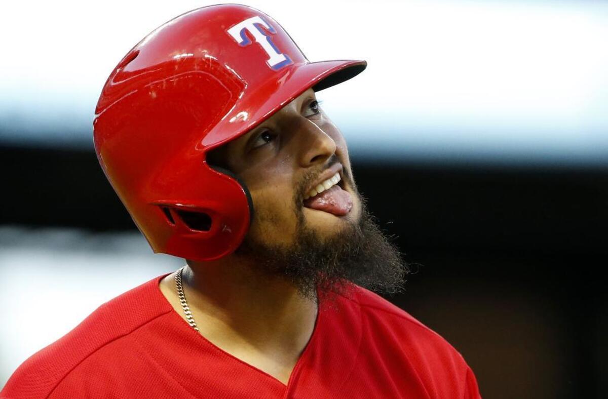 Rangers second baseman Rougned Odor has let his beard grow into a flamboyant goatee.