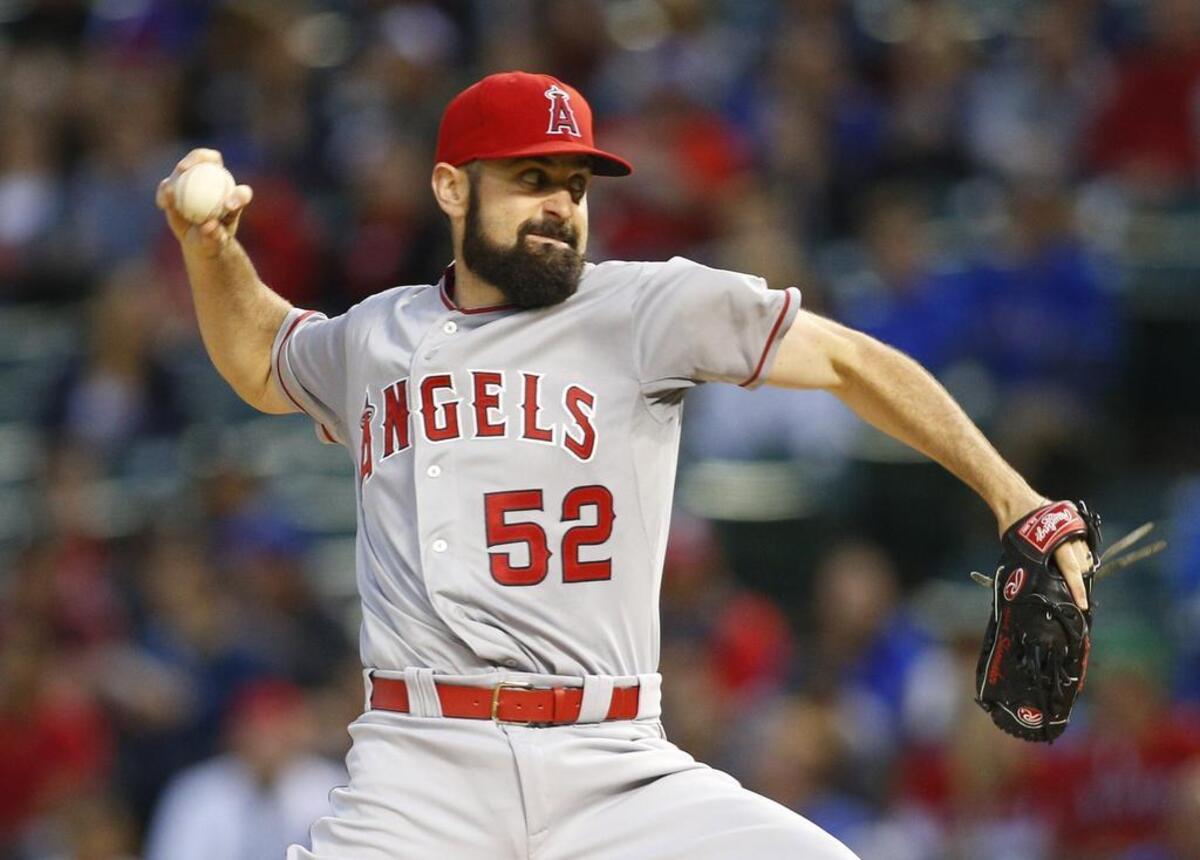 Angels pitcher Matt Shoemaker seems to be carrying the torch of beard Hall of Famer Brian Wilson. Not only is it full, but it seems especially black.
