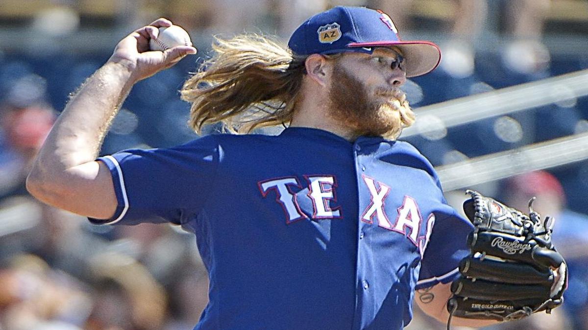 Rangers starting pitcher A.J. Griffin held the Rockies to two runs on six hits and three walks over 5 1/3 innings.
