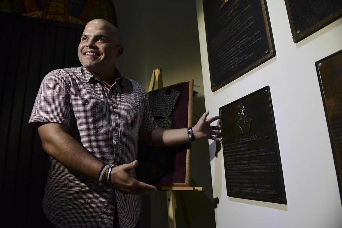 Pudge Rodriguez is honored at the Museum of Sport Fame in his hometown Vega Baja, Puerto Rico, Friday, Jan. 27. Rodriguez celebrated his election to the Baseball Hall of Fame. He’s the fourth native Puerto Rican in the hall and became the youngest inductee at 45 years old.