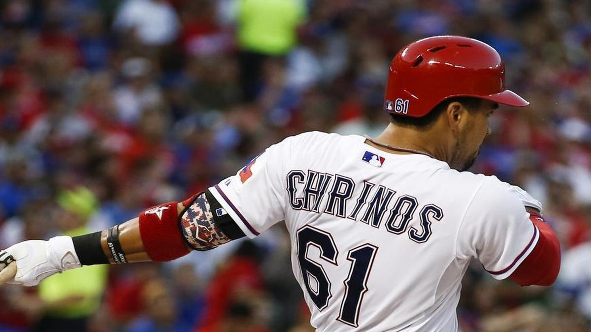
Robinson Chirinos won’t swing a bat again until Tuesday after feeling some soreness in his left shoulder last week.
