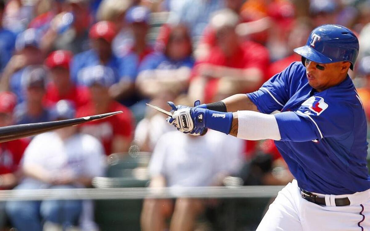 
Rangers center fielder Leonys Martin is likely to miss a few more games with a sore left hand after jamming it during an at-bat on Monday and aggravating an injury from last week.
