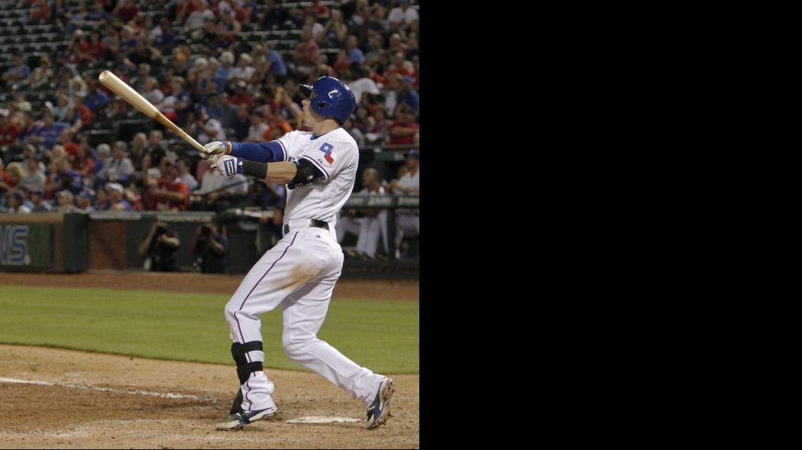 
Ryan Rua showed nicely in a small sample as the Rangers’ left fielder in September, and is a candidate to hold down the position in 2015.
