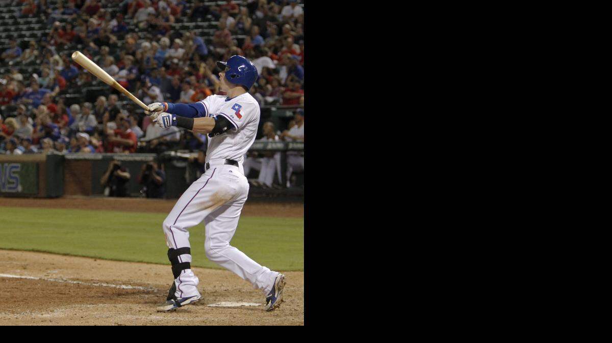 
Ryan Rua showed nicely in a small sample as the Rangers’ left fielder in September, and is a candidate to hold down the position in 2015.
