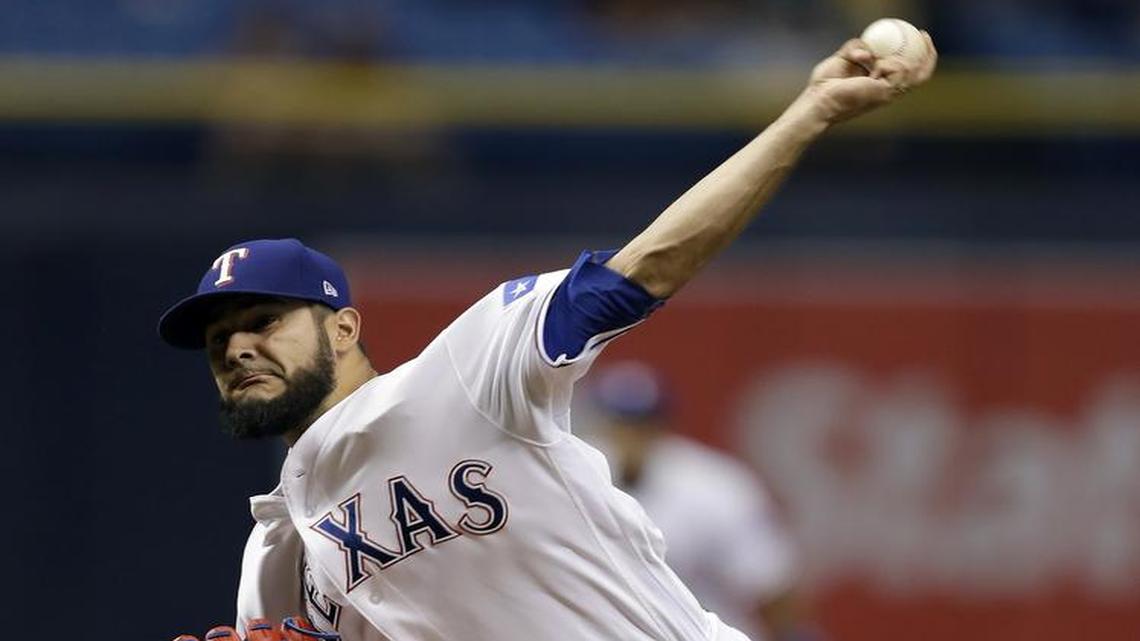 Martin Perez won Tuesday night in St. Petersburg, Fla., to run his winning streak to five.