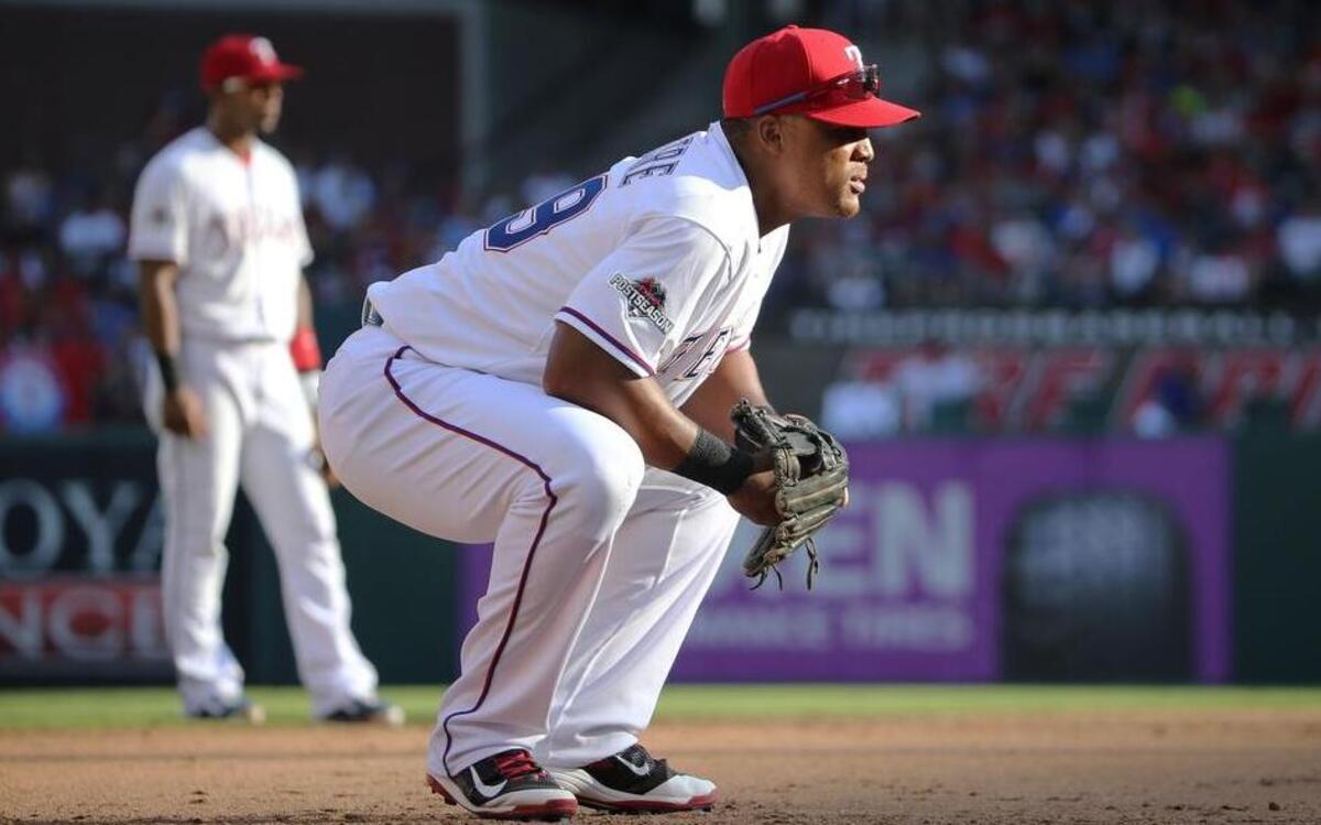 
Third baseman Adrian Beltre was a late addition to the Rangers’ lineup in Game 4 after missing the previous two games.
