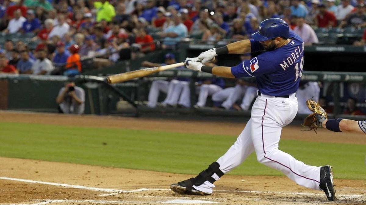 
Rangers’ first baseman Mitch Moreland hit two solo home runs in Saturday’s 5-3 win against the Padres at Globe Life Park.
