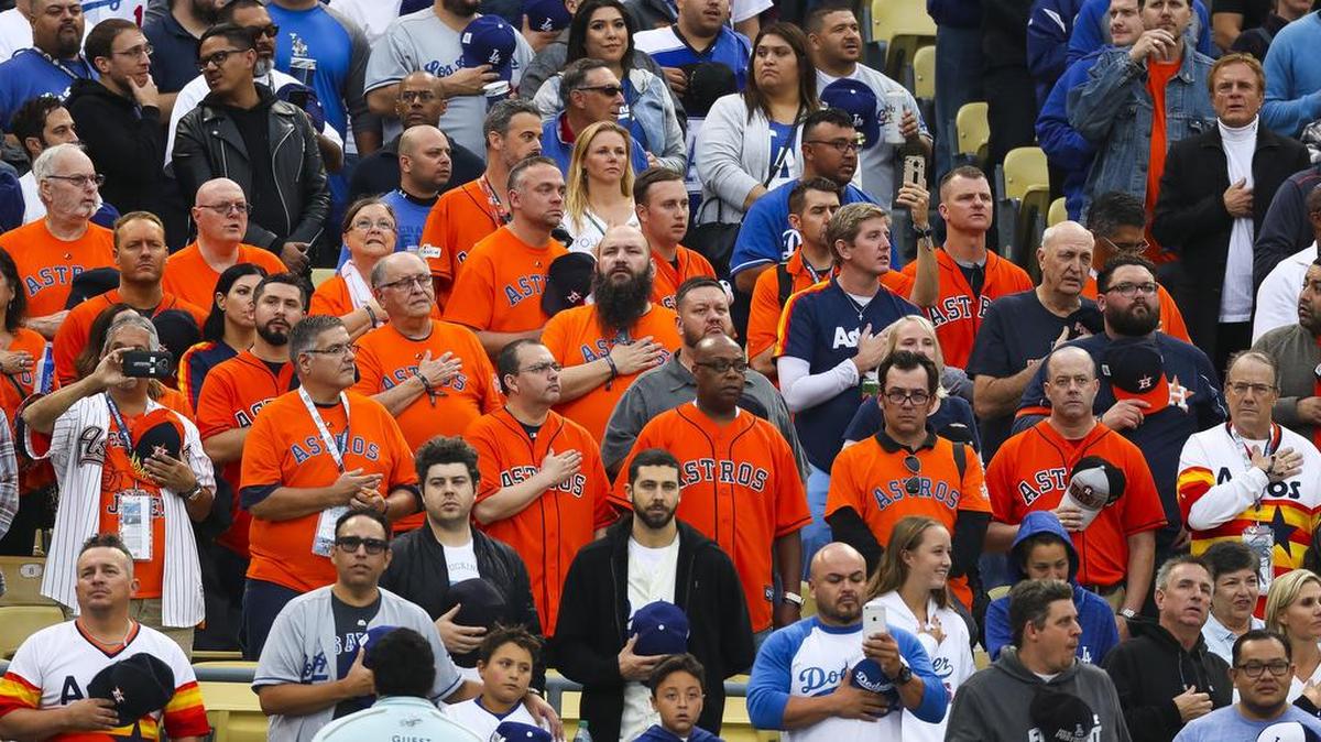Houston businessman Jim “Mattress Mack” McIngvale, chartered a flight for about 40 Hurricane Harvey first responders and military veterans for Game 6 of the World Series at Dodgers Stadium in Los Angeles on Tuesday.