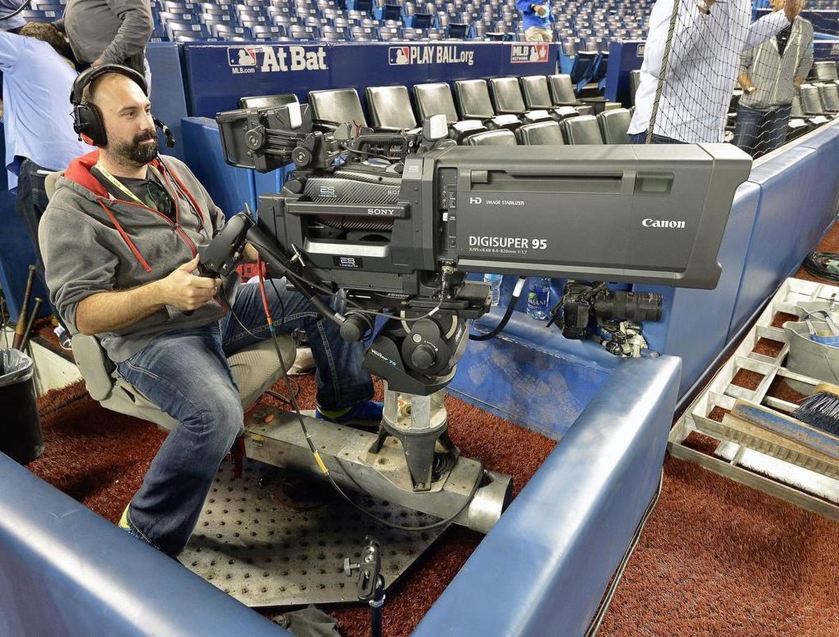 Ryan Kuhni, Toronto-based camera operator, had a unique position and a unique camera rig to cover the Blue Jays-Rangers ALDS game 3 at Rogers Centre Sunday night.