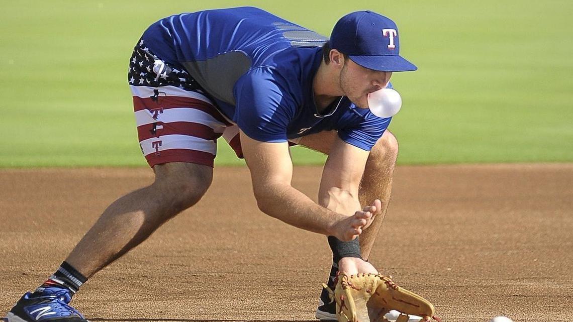Rangers third baseman Joey Gallo made his major league debut in 2015 but struggled at the plate after being sent to Triple A Round Rock.