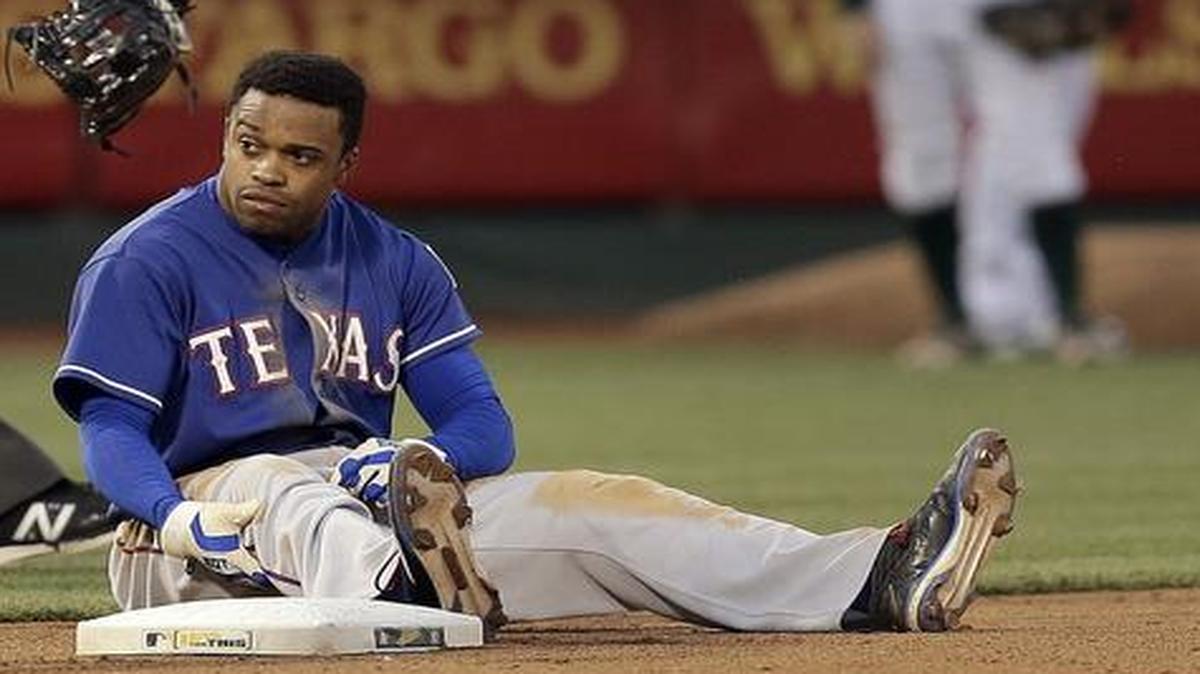 
Delino DeShields was out at third in the fourth inning on an ill-advised steal attempt.
