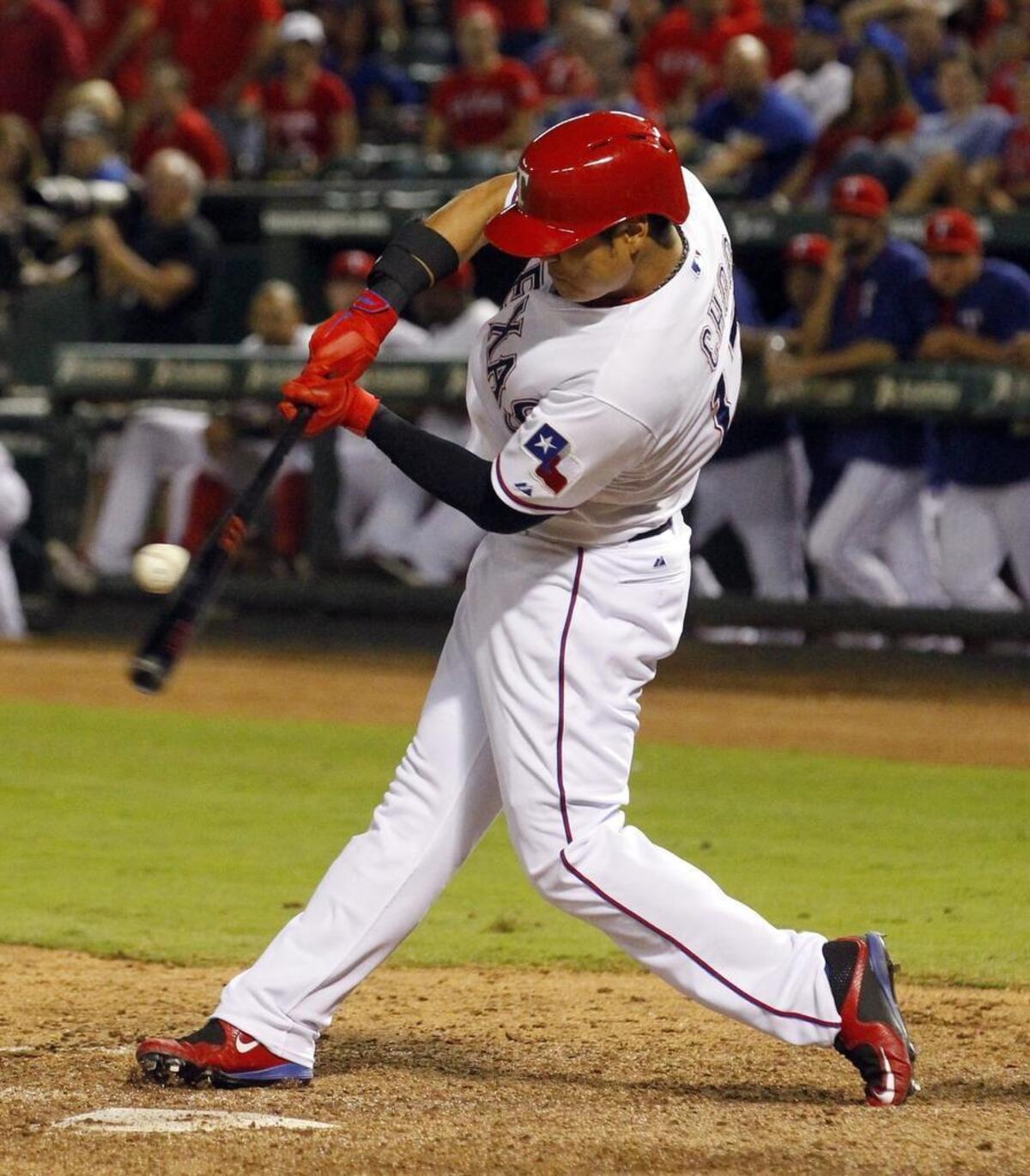 Rangers Shin-Soo Choo wore a one-flapped helmet for the second consecutive game Thursday night and collected four singles. He has seven hits without his usual two-flapped helmet, which he cracked Tuesday night.