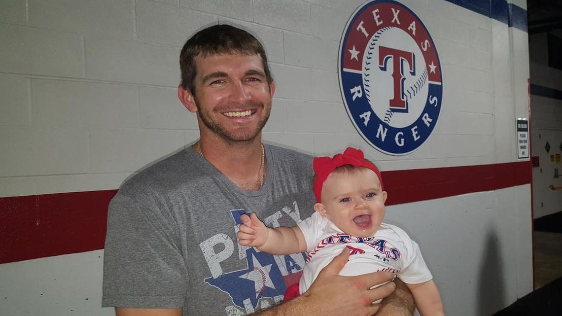 Rangers outfielder Jared Hoying will celebrate his first Father’s Day with his daughter Carly on Sunday.
