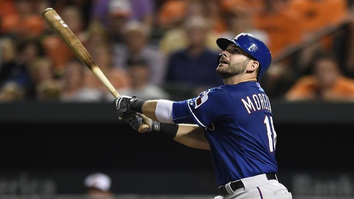 
Mitch Moreland follows through in the eighth inning on his second two-run homer of Tuesday night.


