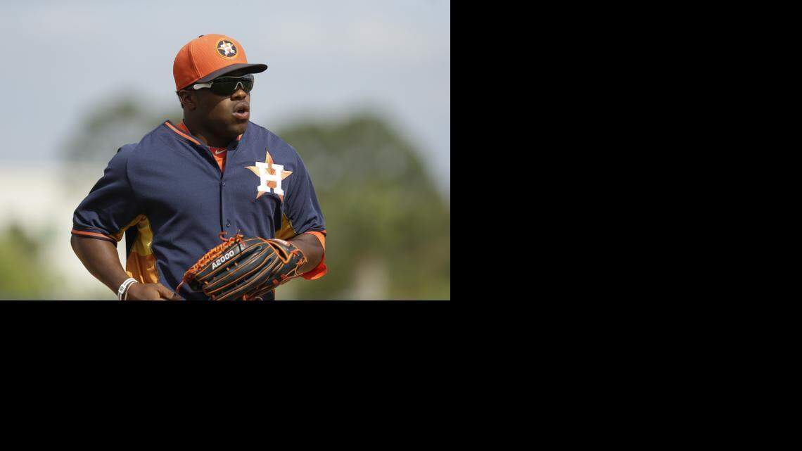 
The Texas Rangers selected outfielder Delino DeShields Thursday morning in the Rule 5 draft. DeShields, 22, has spent his entire career in the Houston Astros system. (AP Photo/Carlos Osorio)
