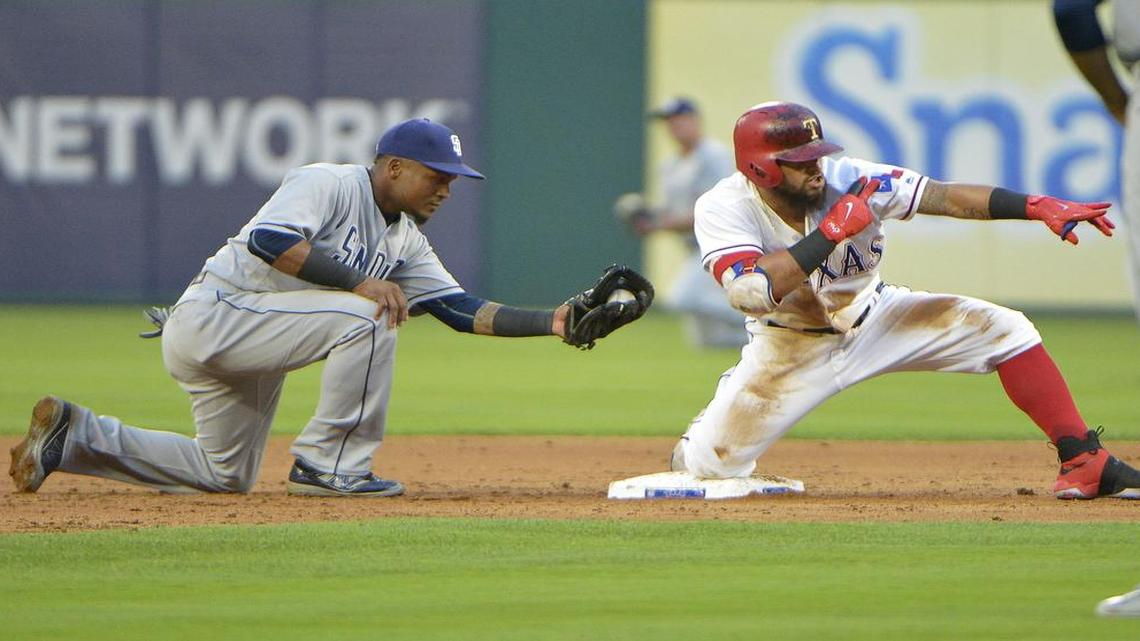 Rougned Odor legged out a double during the second inning as the Rangers beat the Padres 4-3 Wednesday at Globe Life Park.