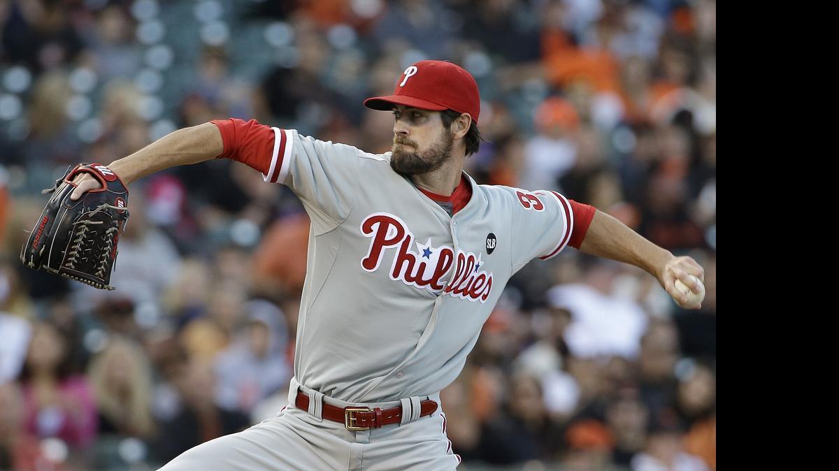 
Left-hander Cole Hamels threw a no-hitter in his last outing for the Phillies on Saturday against the Cubs. 
