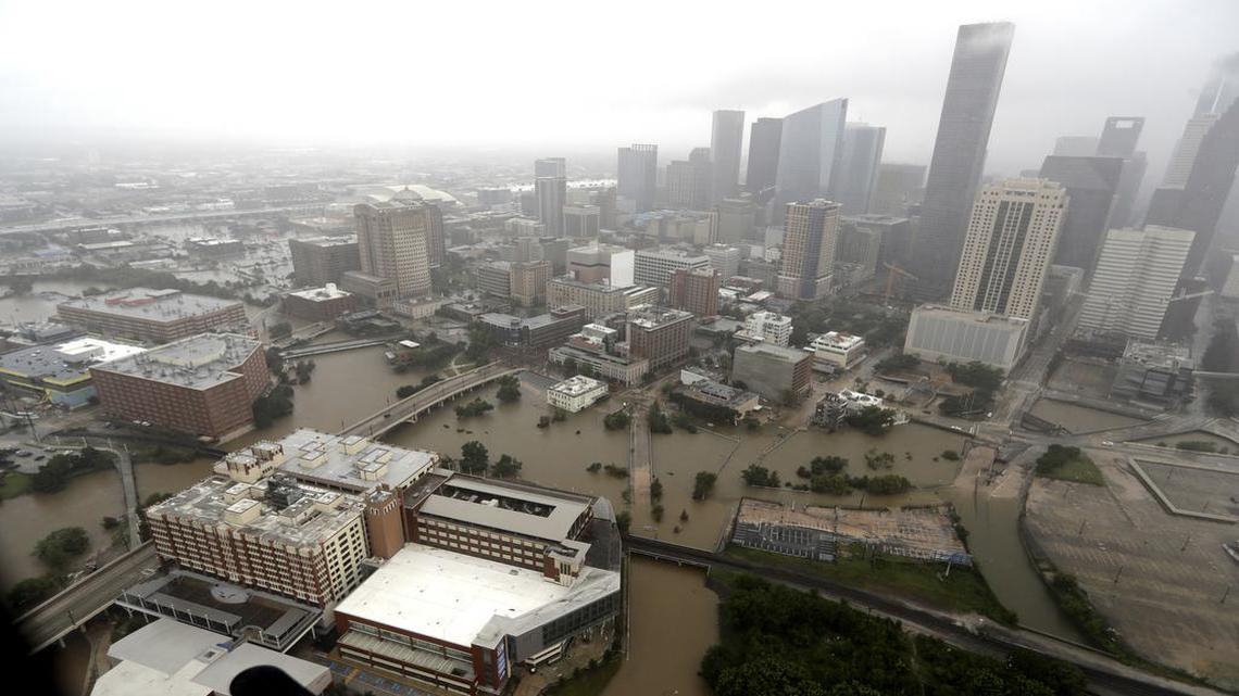 Downtown Houston is surrounded by floodwaters from Tropical Storm Harvey. The Houston Astros announced they’ll return to action at Minute Maid Park against the New York Mets with a double-header on Saturday.