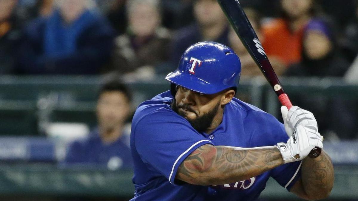 Prince Fielder takes aim on Tuesday night as he notches his 10th RBI this season by driving in Nomar Mazara on a third-inning sacrifice fly.