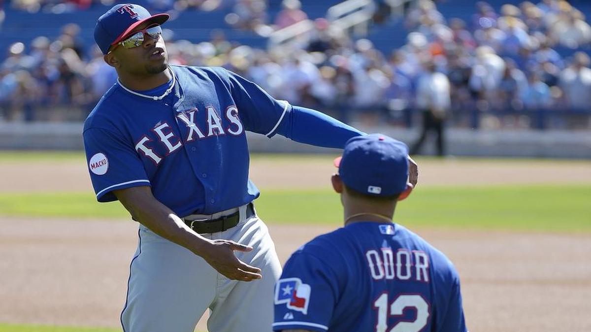 
Rangers rookie Delino DeShields, left, was originally a second baseman for the Astros before being moved to the outfield. With the demotion of Rougned Odor, right, DeShields could potentially be used at second base if necessary.
