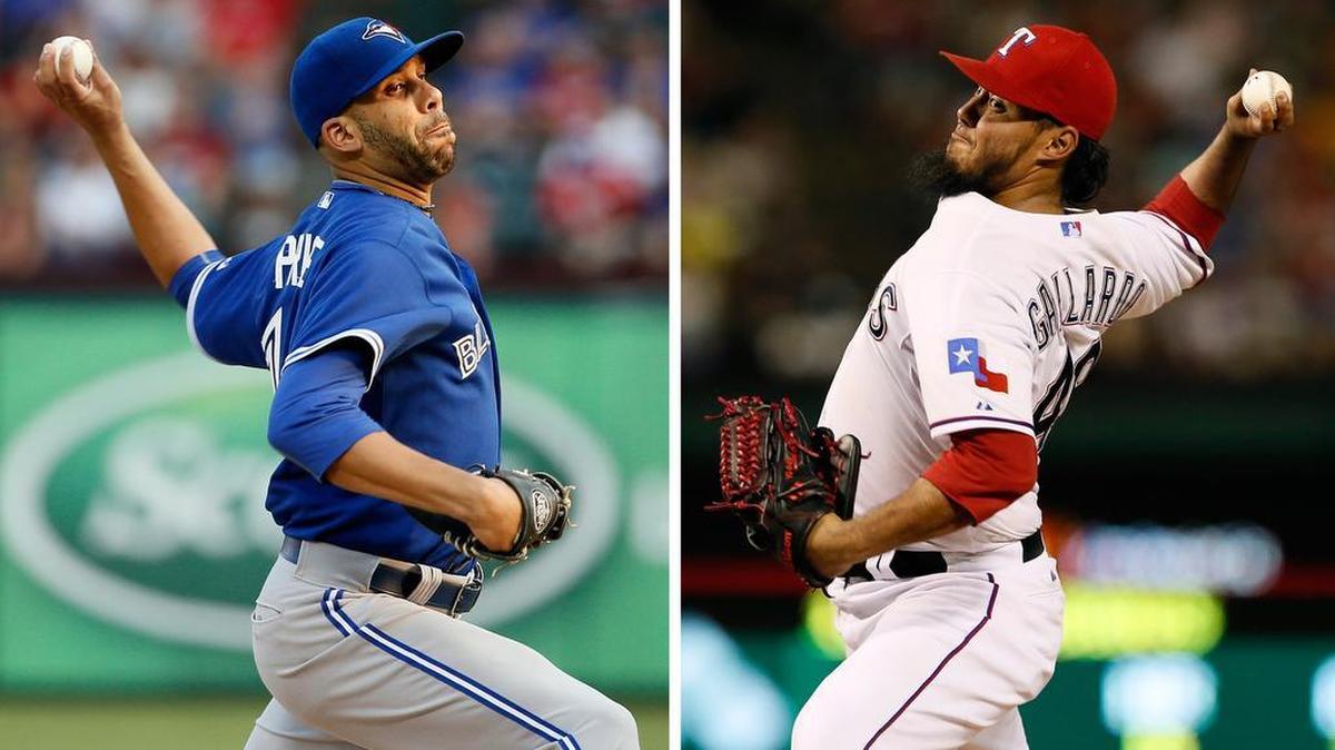 
Tornoto’s David Price, left, and Texas’ Yovani Gallardo are the Game 1 starters in the AL Division Series.

