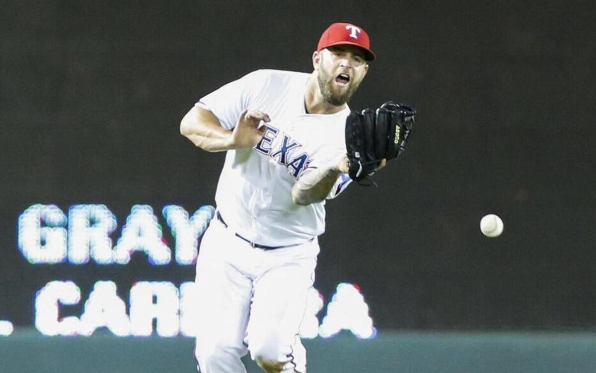 
Mike Napoli missed on a fly ball in left field Monday night. It’s his only defensive chance in two starts so far in left field, a position he’d never played before in the pros. Napoli did not start Tuesday’s game but Rangers manager Jeff Banister said Napoli will return Wednesday against Astros left-hander Dallas Keuchel.
